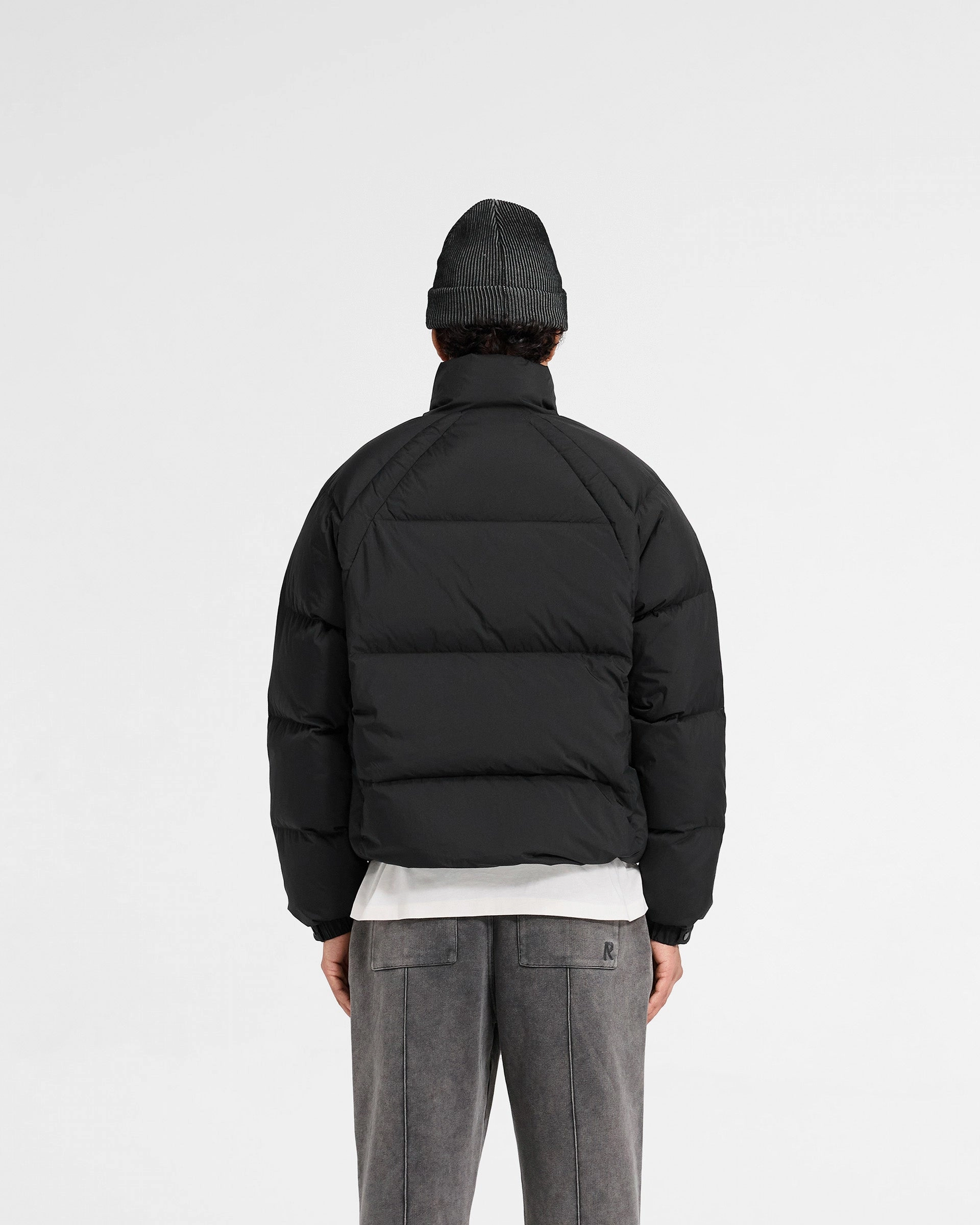 UV Protection Finish Funnel Neck Puffer - Black