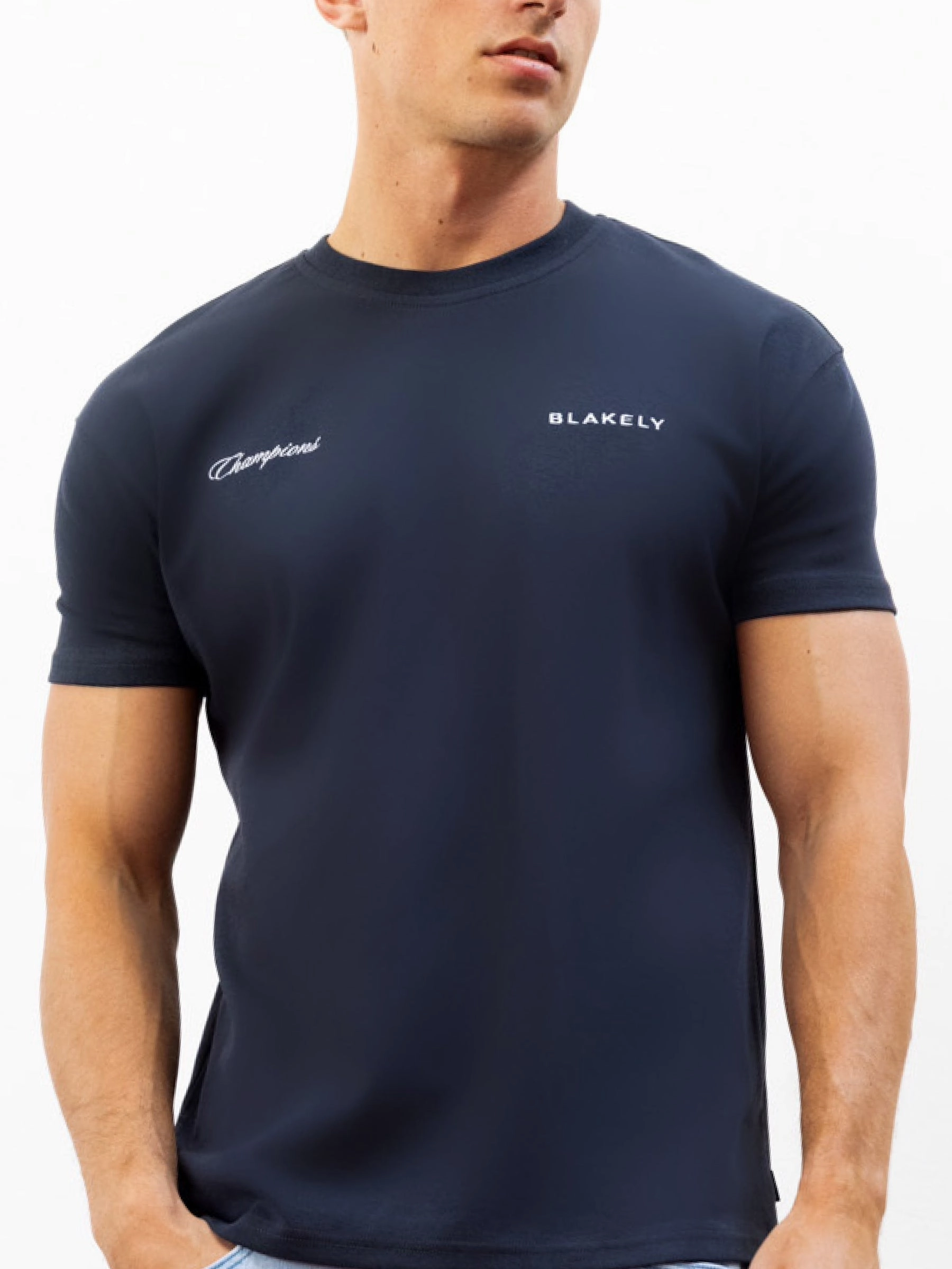 Comfy Stretch Autumn Wear Champions Legacy Relaxed T-Shirt - True Navy