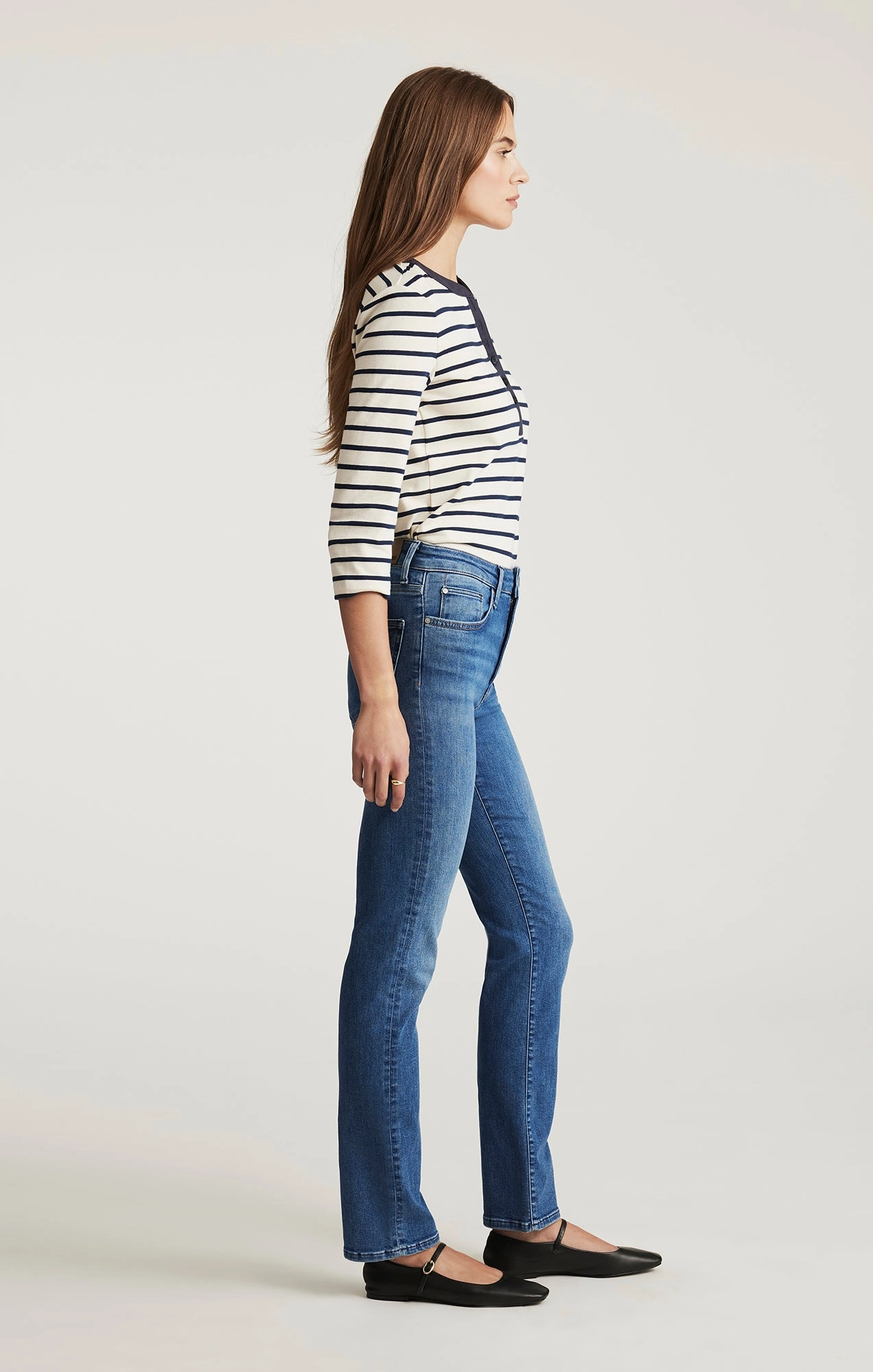 KENDRA STRAIGHT LEG IN MID BRUSHED FLEX BLUE Style Match