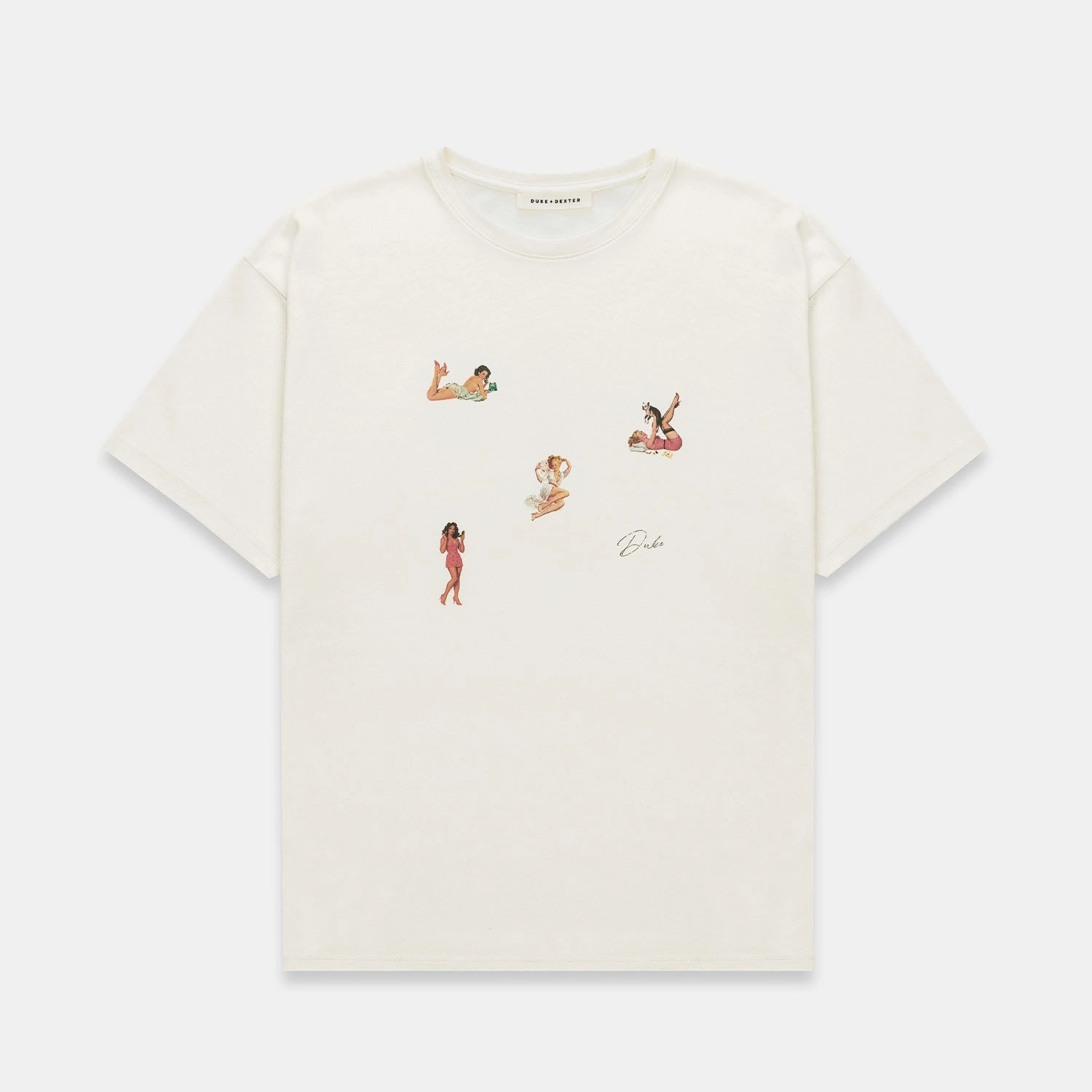 Pin Up III Vintage White T-Shirt Breezy Design Reinforced Hemline