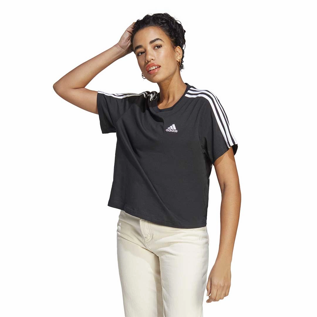 adidas - Women's Essentials 3 Stripes Crop T-Shirt (HR4913) Cozy Texture