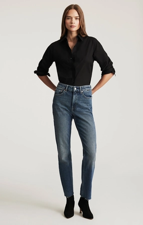 Minimalist Style Chill Outfit Teen Outfit Eco Friendly Travel Outfit NEW YORK STRAIGHT LEG IN DEEP USED CLASSIC BLUE