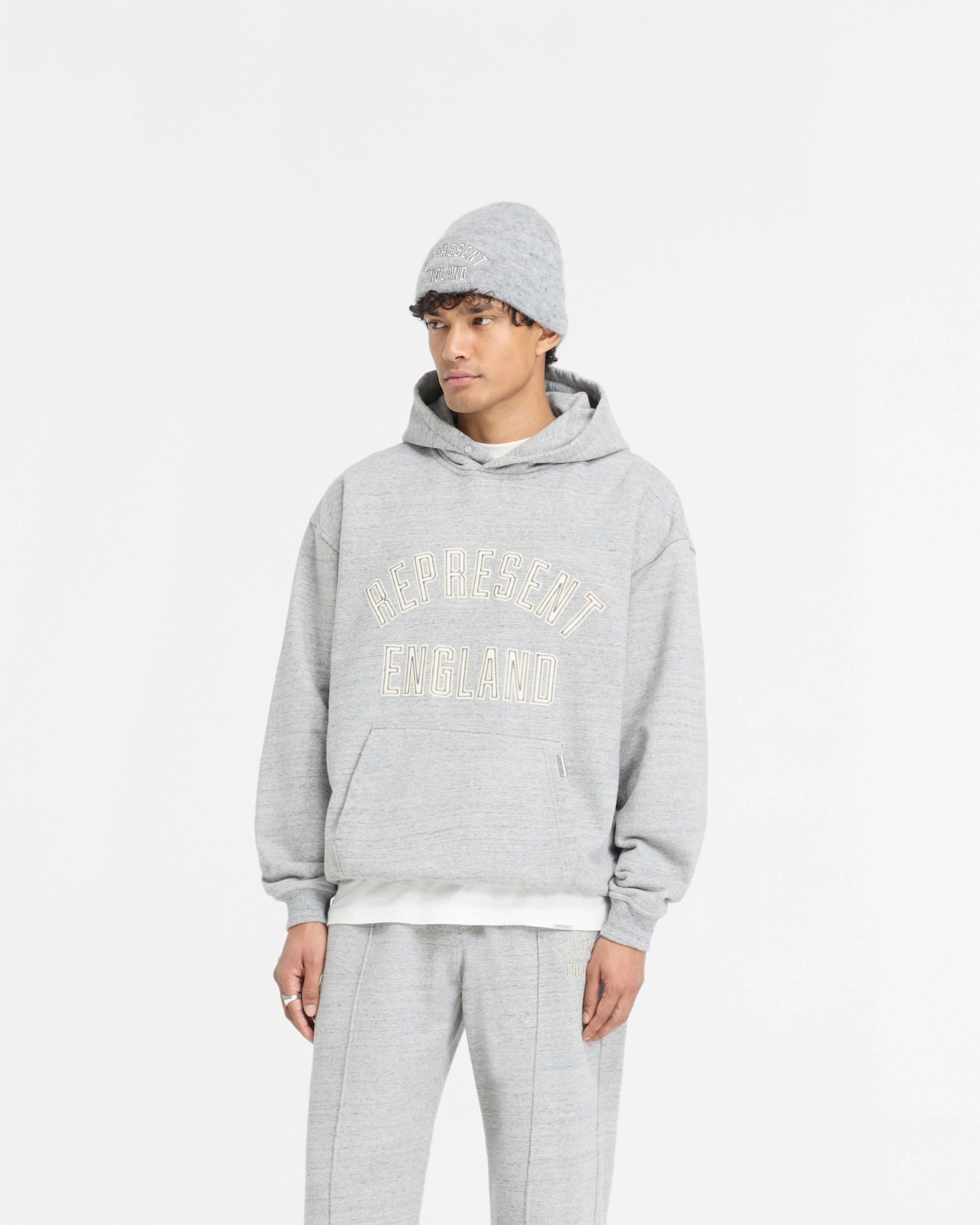 Punk style England Applique Hoodie - Grey Marl