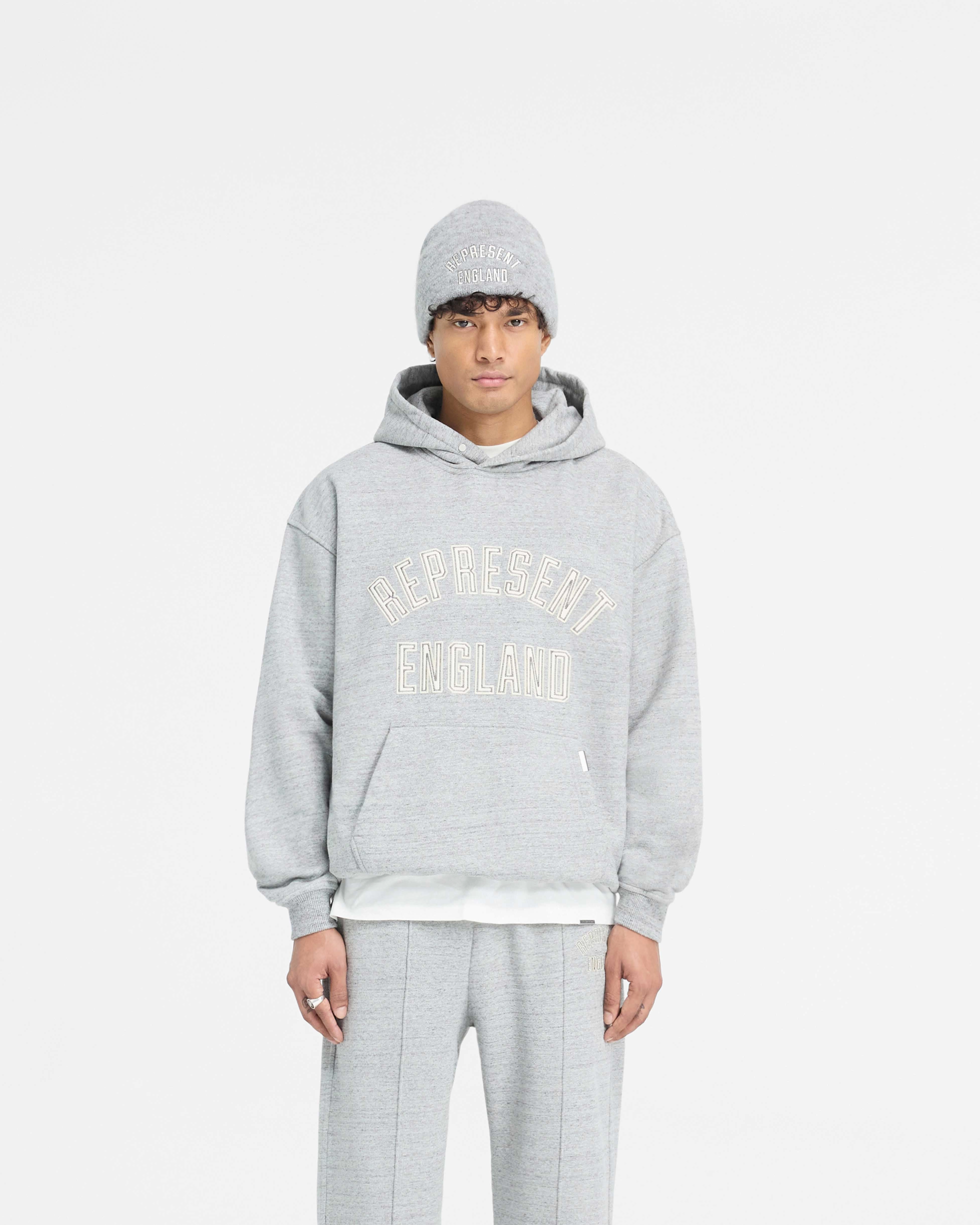 Shark like Performance Comfort England Applique Hoodie - Grey Marl