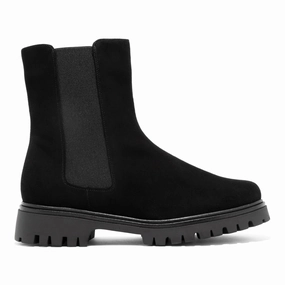 PieSanto Women's 245646 Chelsea Black Suede Wedge Heel Sleek Shape