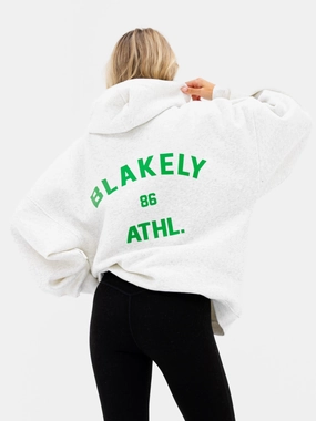 Hallie Oversized Hoodie - Marl White & Bold Green All-day Comfort