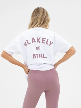 Hallie Oversized T-Shirt - White & Dusty Pink AllDay Comfort Cozy Comfort Design