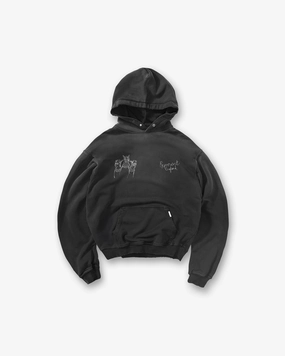 Plush Feel Hand Drawn Thoroughbred Hoodie - Aged Black