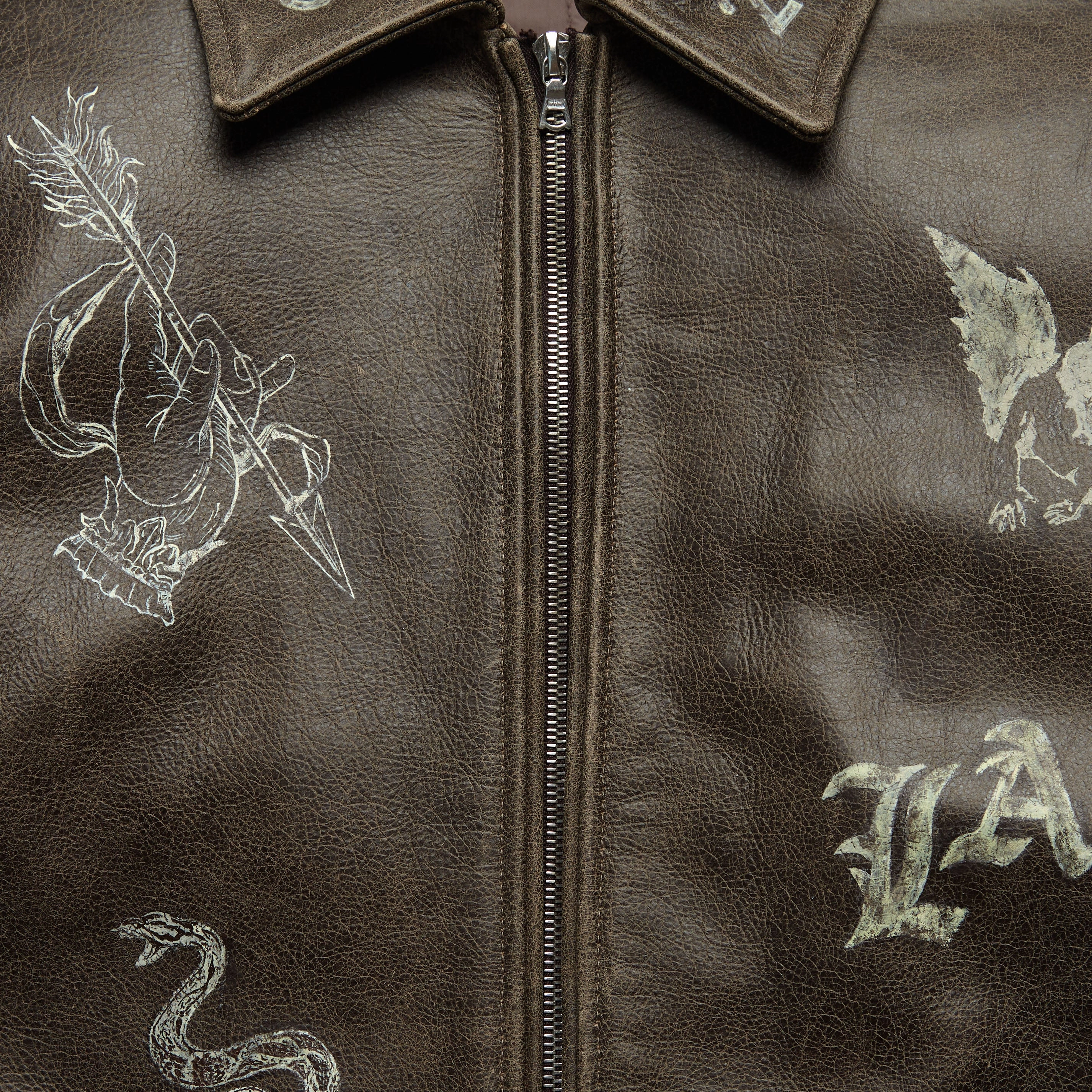 Flexible Comfort Hand-Painted Dark Brown Leather Jacket