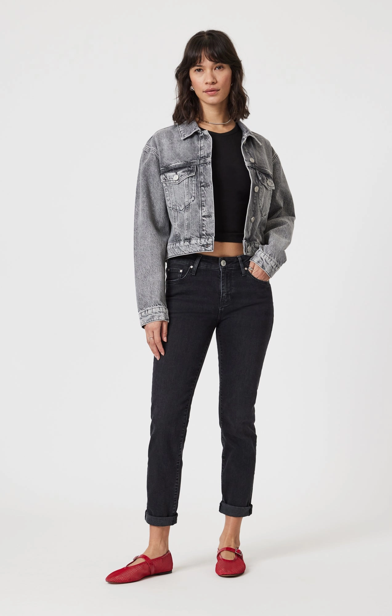 Cozy Vibe Wide Leg Silhouette HARMONY DENIM JACKET IN LIGHT SMOKE DENIM