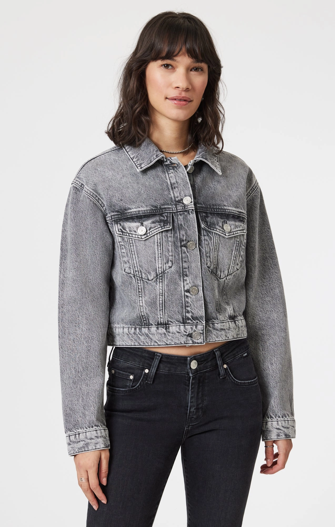 HARMONY DENIM JACKET IN LIGHT SMOKE DENIM Garment Dyed Technique