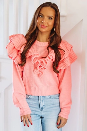 Sporty Top Cool and Breezy Head in the Clouds Sweater - Pink
