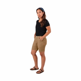 Dovetail Women's Go To Stretch Canvas Short - Sawdust Brown Dual Zone Ventilation Sport Ready