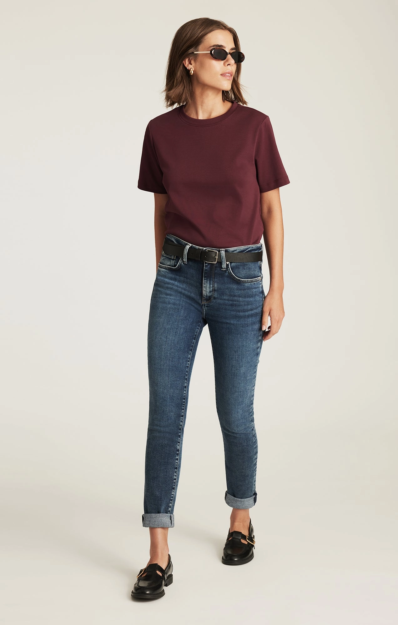 Affordable Unisex Wear Daily Fashion KATHLEEN SLIM BOYFRIEND IN USED BRUSHED FEATHER BLUE