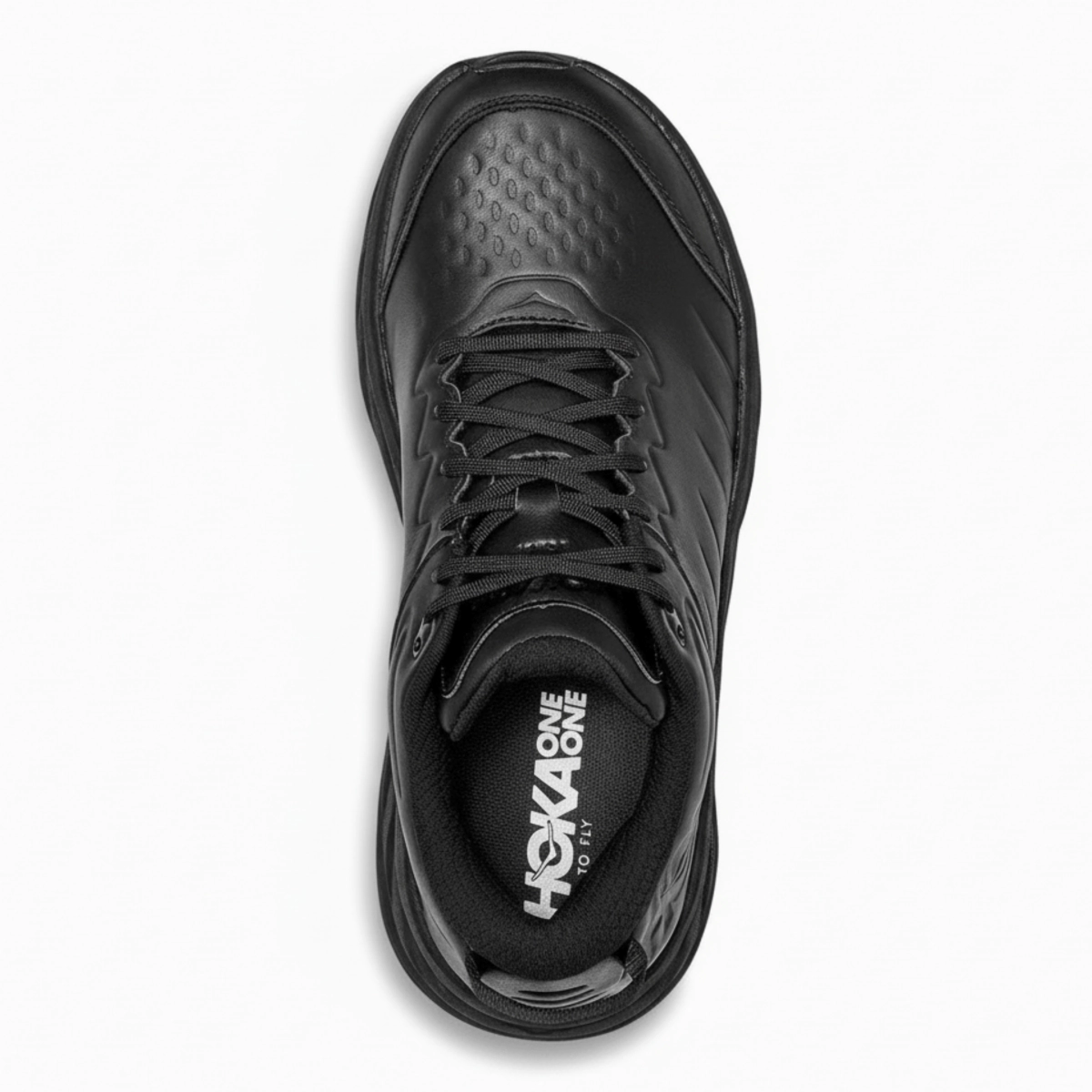 Hoka One One Women's Bondi SR Black Leather Hyper Compression Midsole Comfort Heel