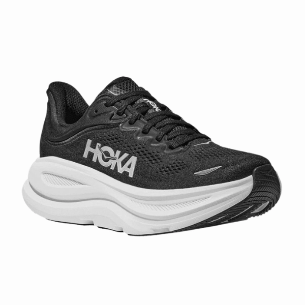 Hoka Women's Bondi 9 Black/White contemporary shoes Personalizable