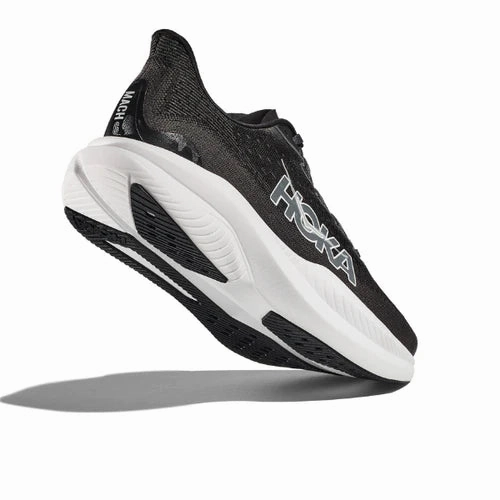 Supportive Footbed HOKA Women's Mach 6 (Medium Width) Black/White