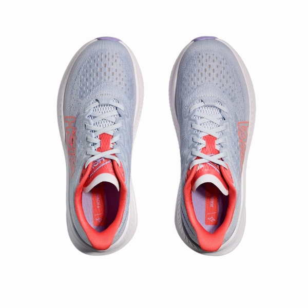 HOKA Women's Mach 6 Wide Grey/Orange perforated upper