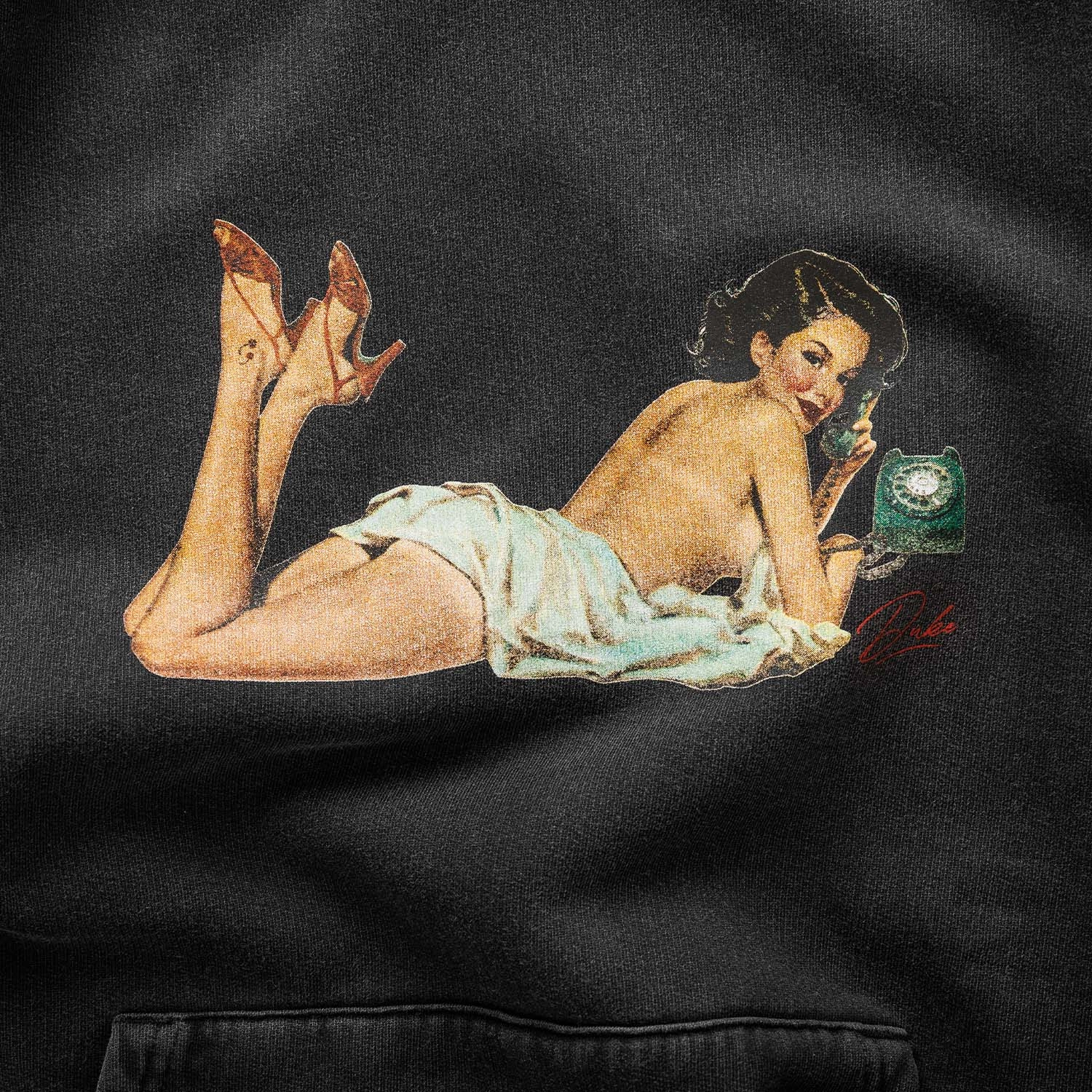 Sustainable fashion Pin Up Washed Black Hoodie