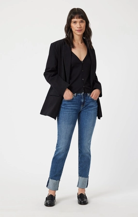 EMMA SLIM BOYFRIEND IN MID USED FLEX BLUE Classic Wear Party Look Elegant Minimalist Outdoor Adventure