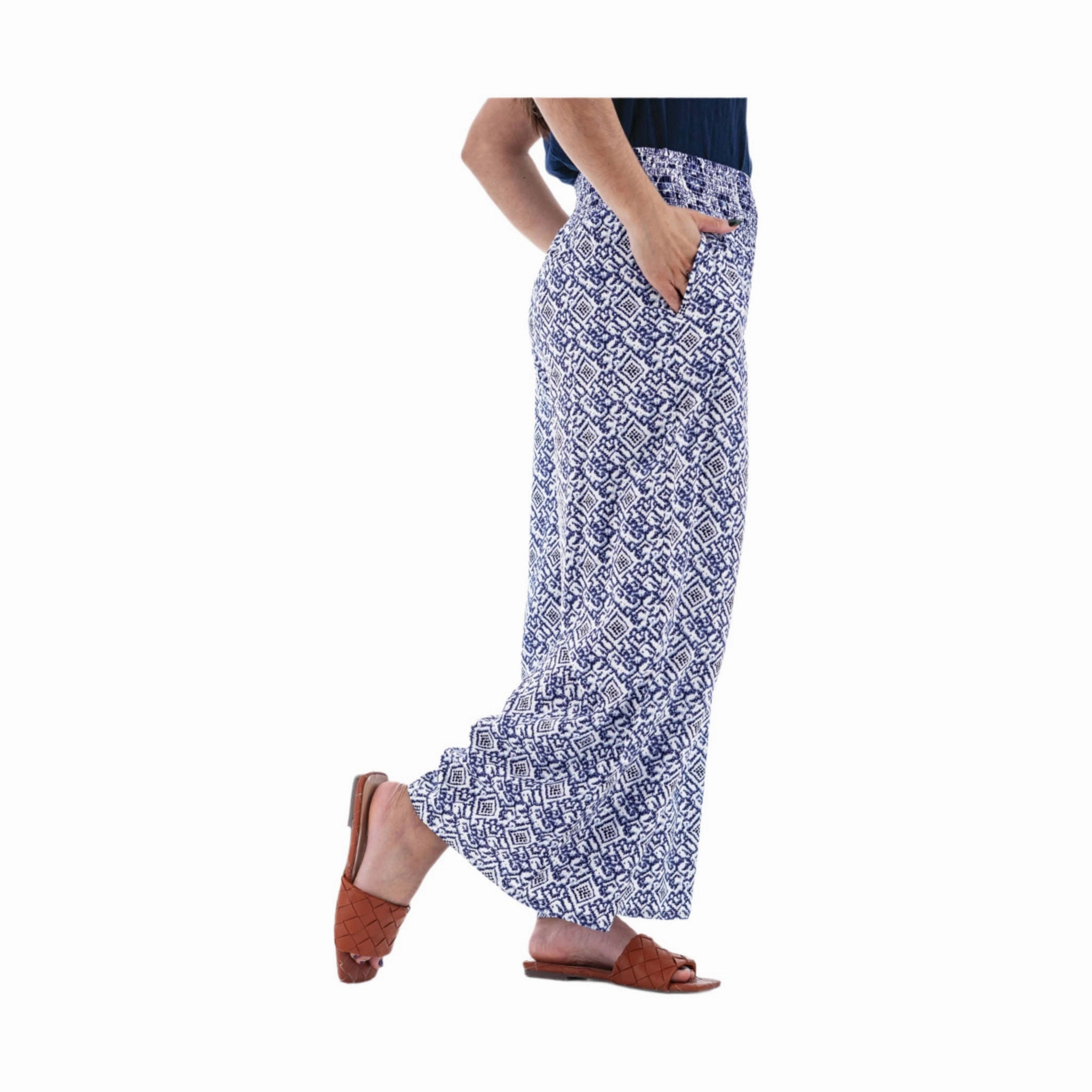 Aventura Women's Portofino Palazzo Pant - Sky Captain Stretch Material Rubberized Hem