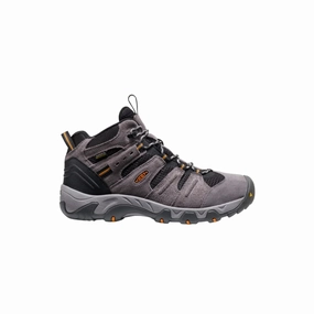 KEEN Men's Headout Waterproof Mid Hiking Boots - Magnet/Orange Pepper natural materials Comfortable ankle support
