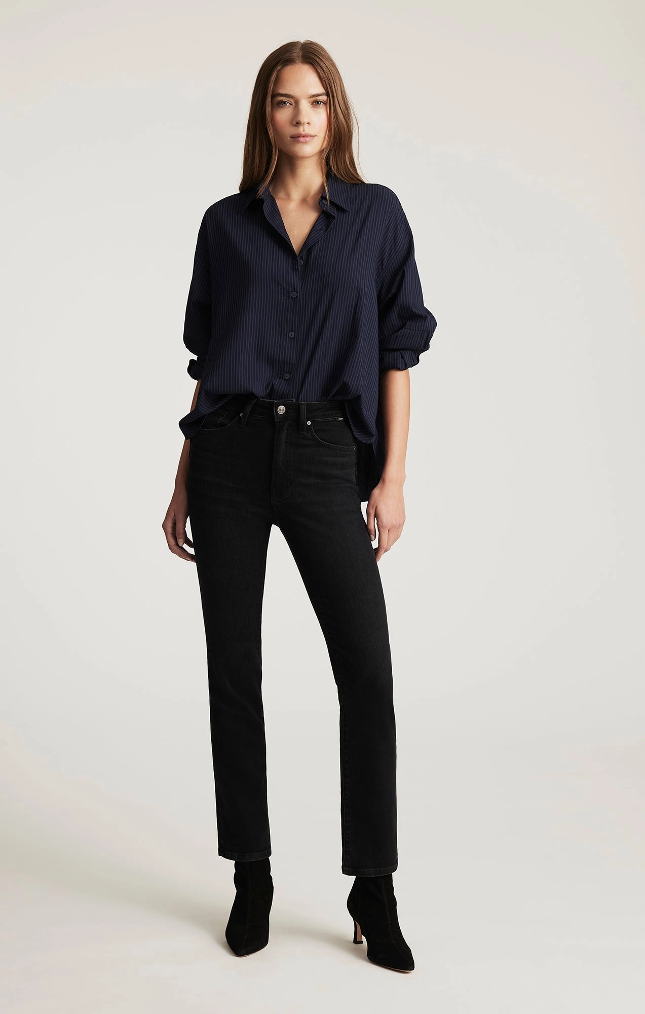 Picnic Style Creative Look Minimalist Style KENDRA STRAIGHT LEG IN DARK SMOKE FLEX BLUE