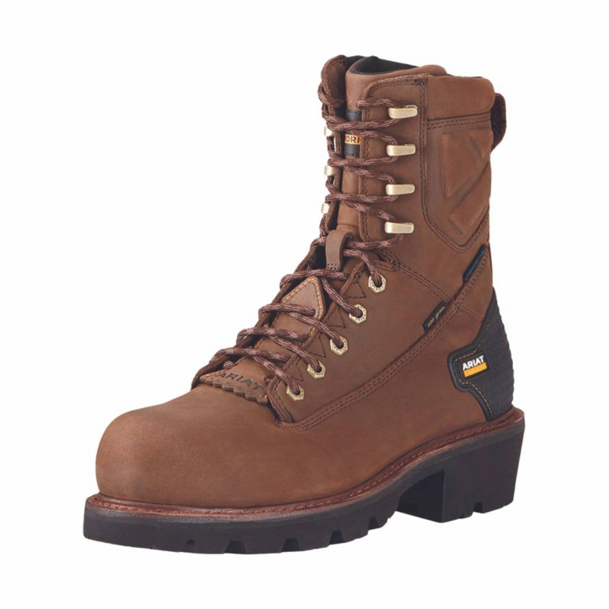 Ariat Men's Powerline 8 Inch 400G Waterproof Composite Toe Work Boot - Oily Distressed Brown Clean Lines Eco Material Nature Lover