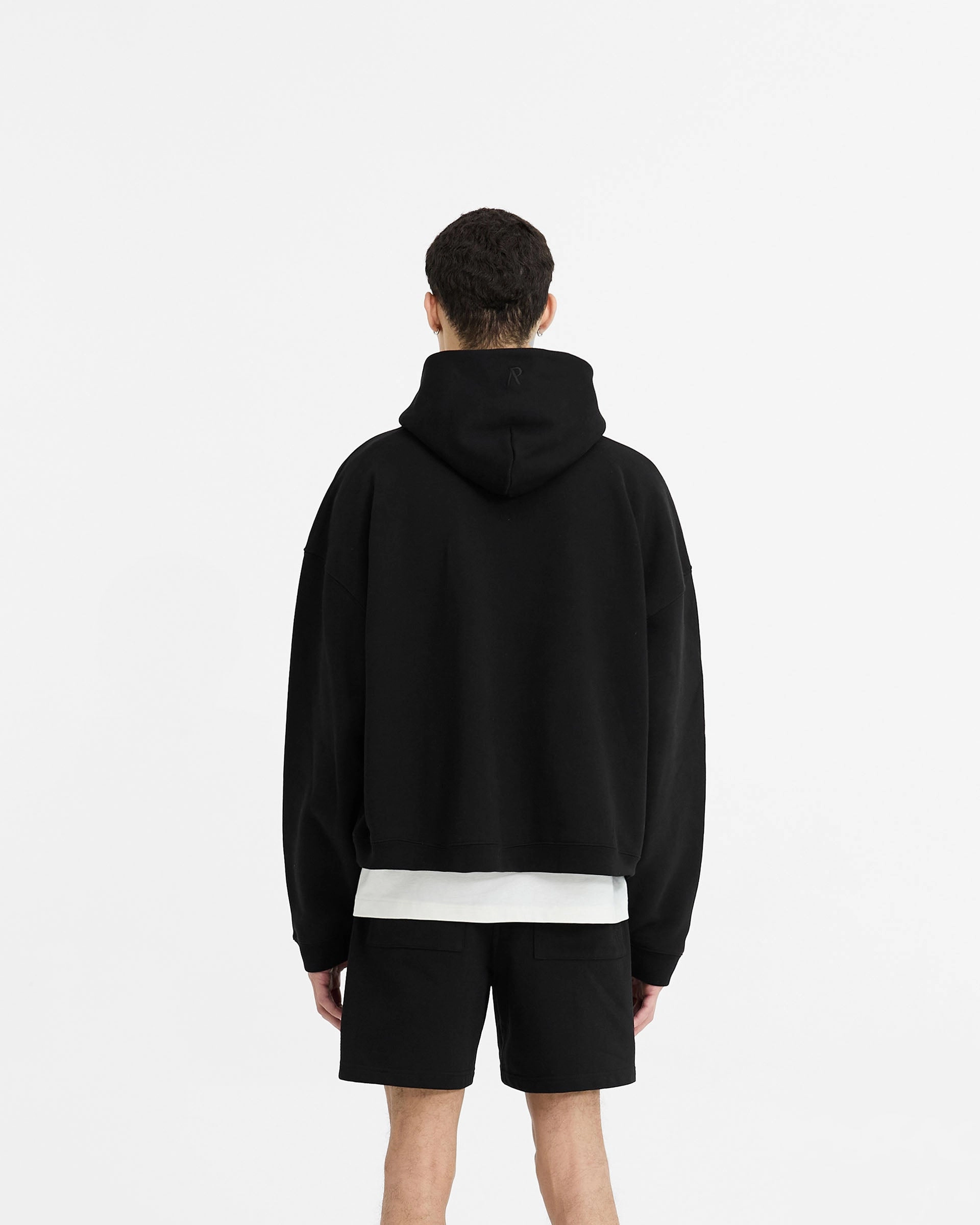 Initial Boxy Hoodie - Black Winter Day