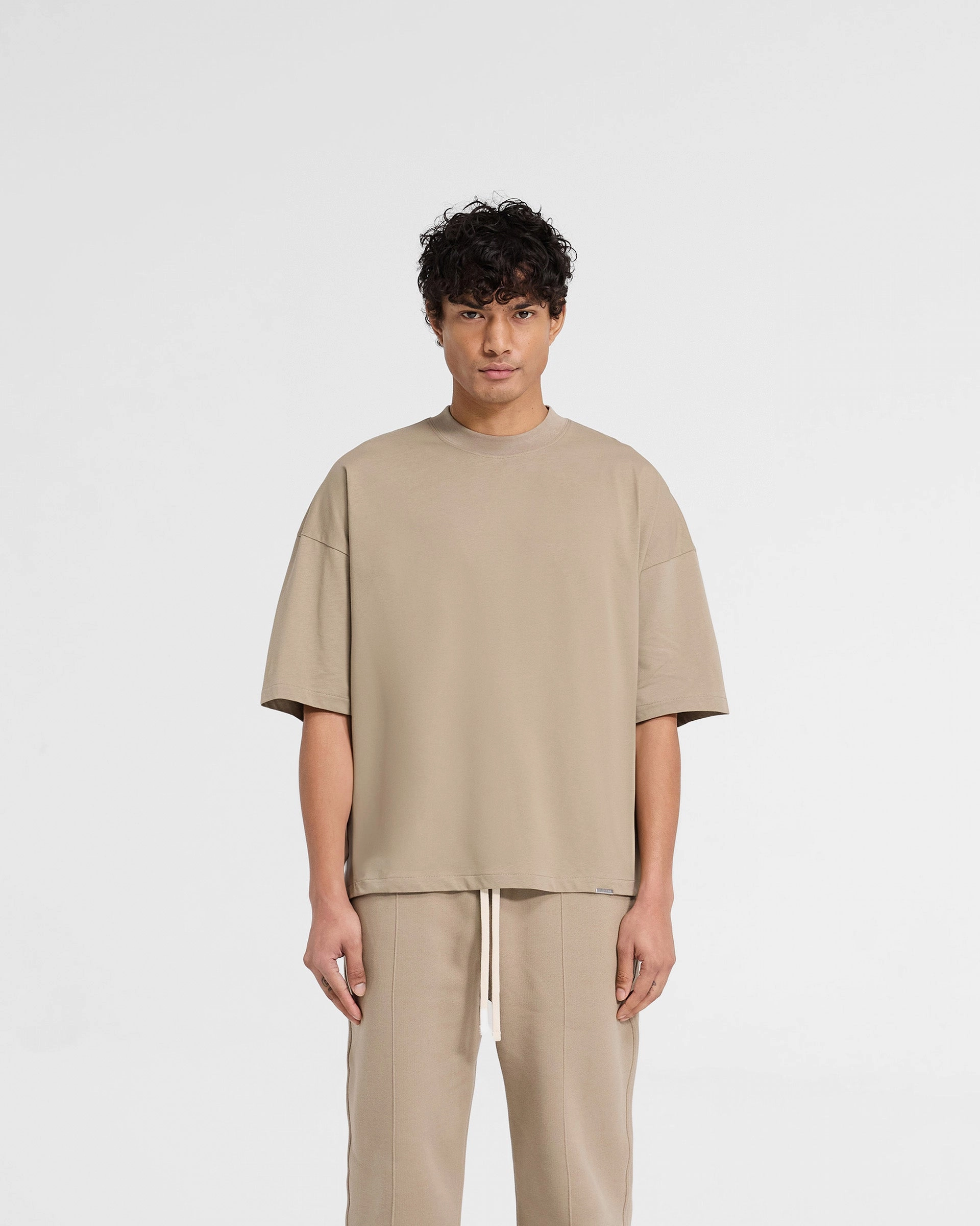 Breathable Comfort Initial Boxy T-Shirt - Dune