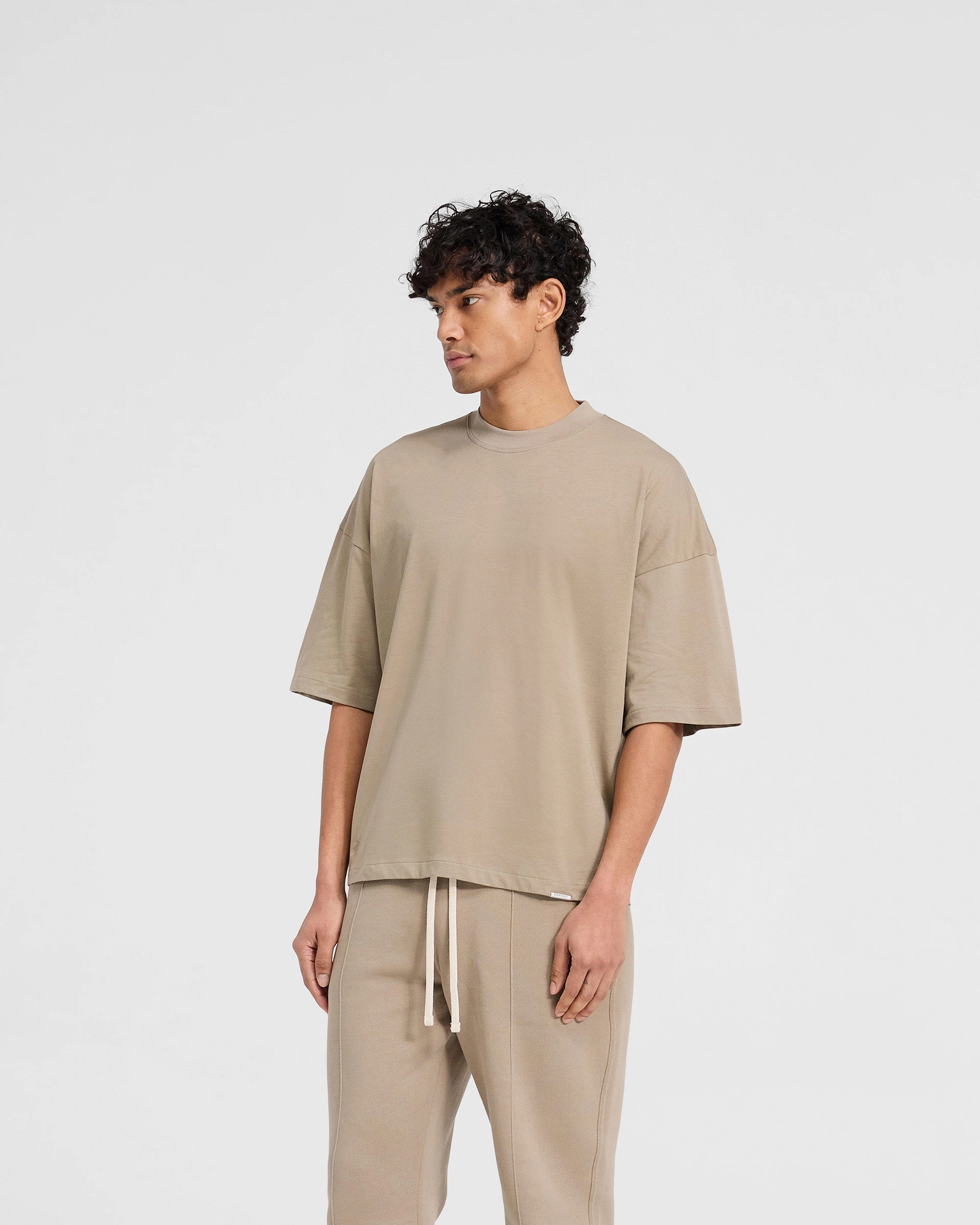 Initial Boxy T-Shirt - Dune Seasonal Wear Flexible Neckband