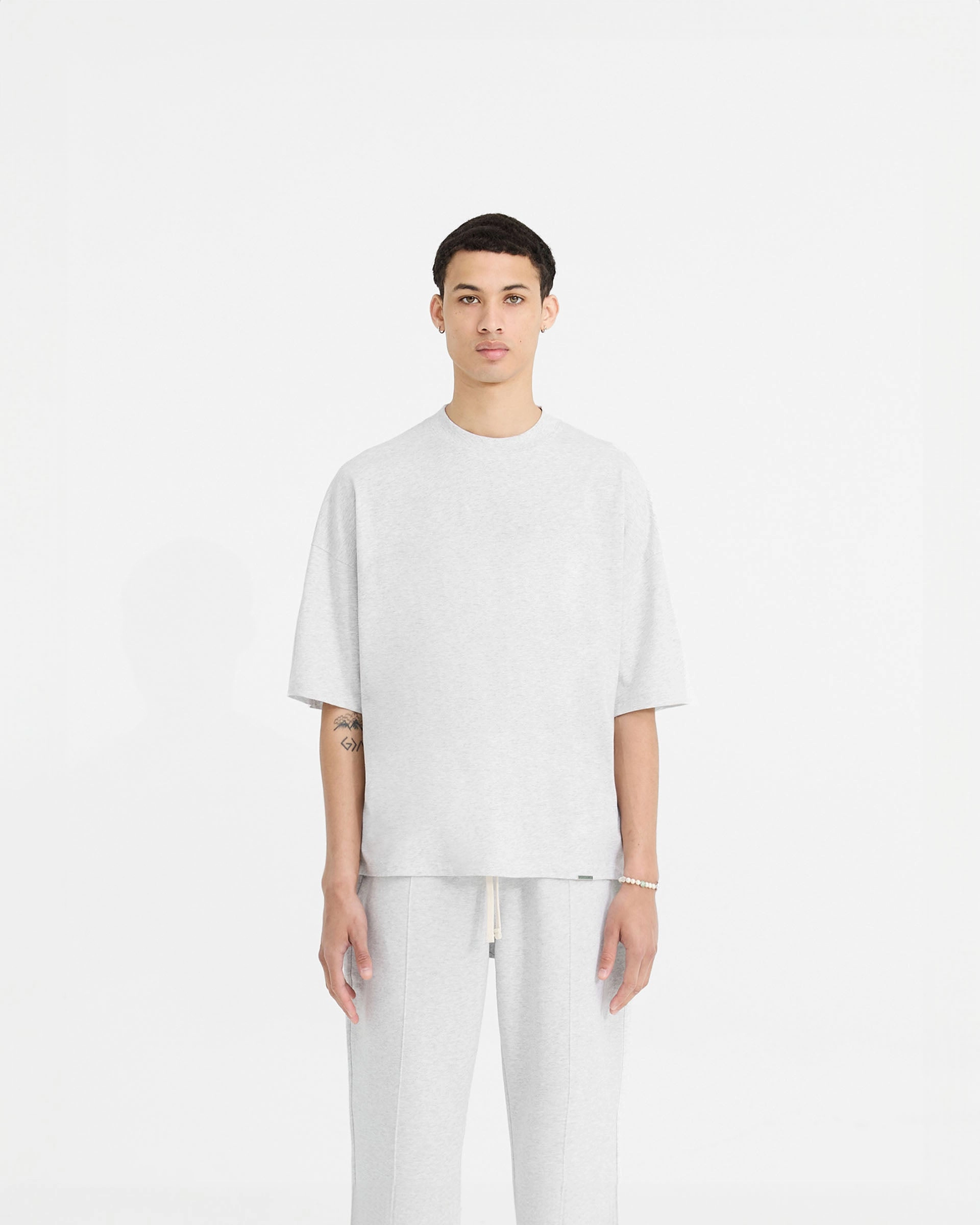 Initial Boxy T-Shirt - Ice Grey Marl RecycledBlend Fit Flex