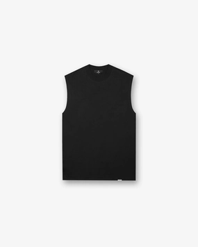 Cozy Waistband Valentine's Day Initial Boxy Tank - Black