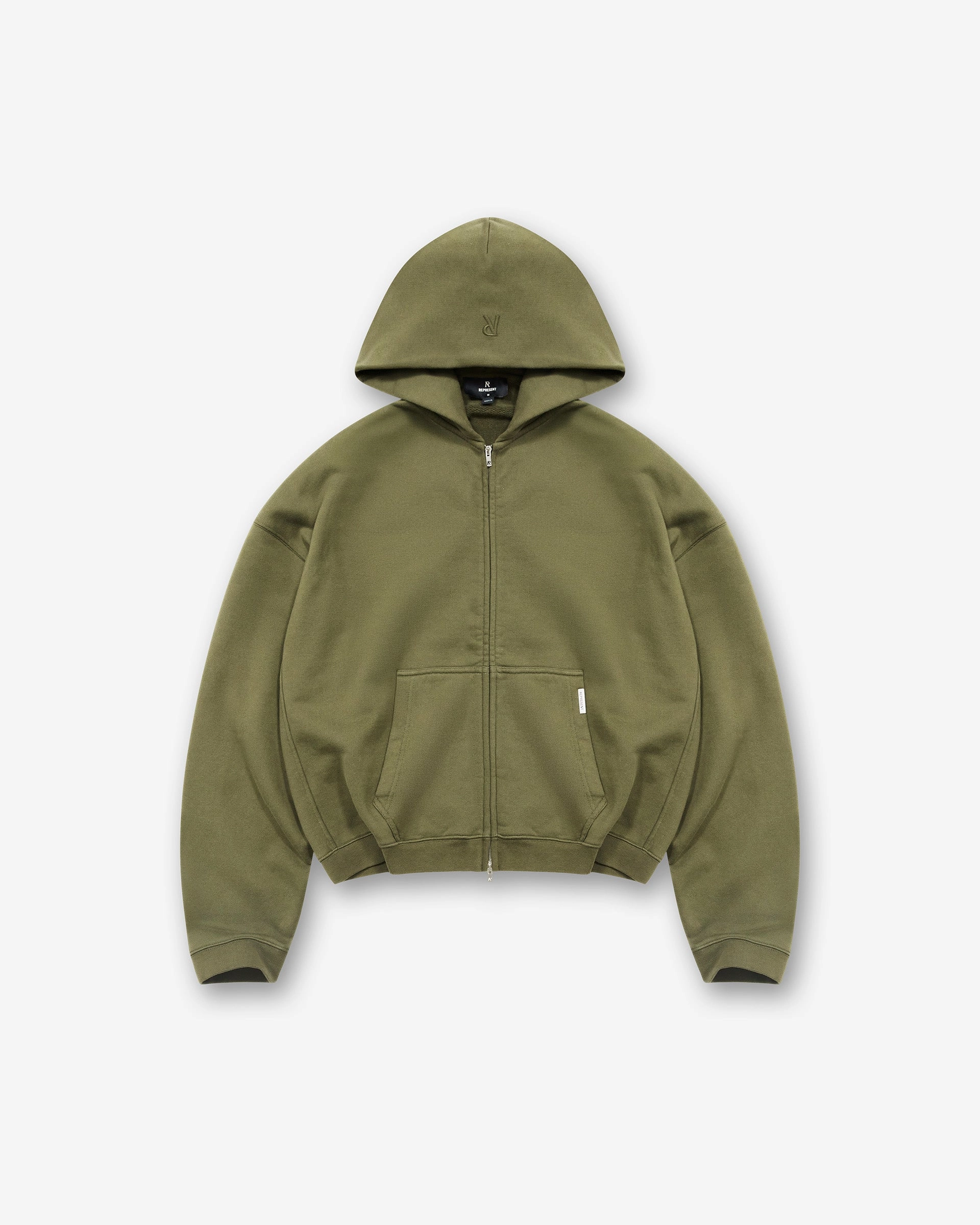 Oktoberfest wear Initial Boxy Zip Through Hoodie - Army Green