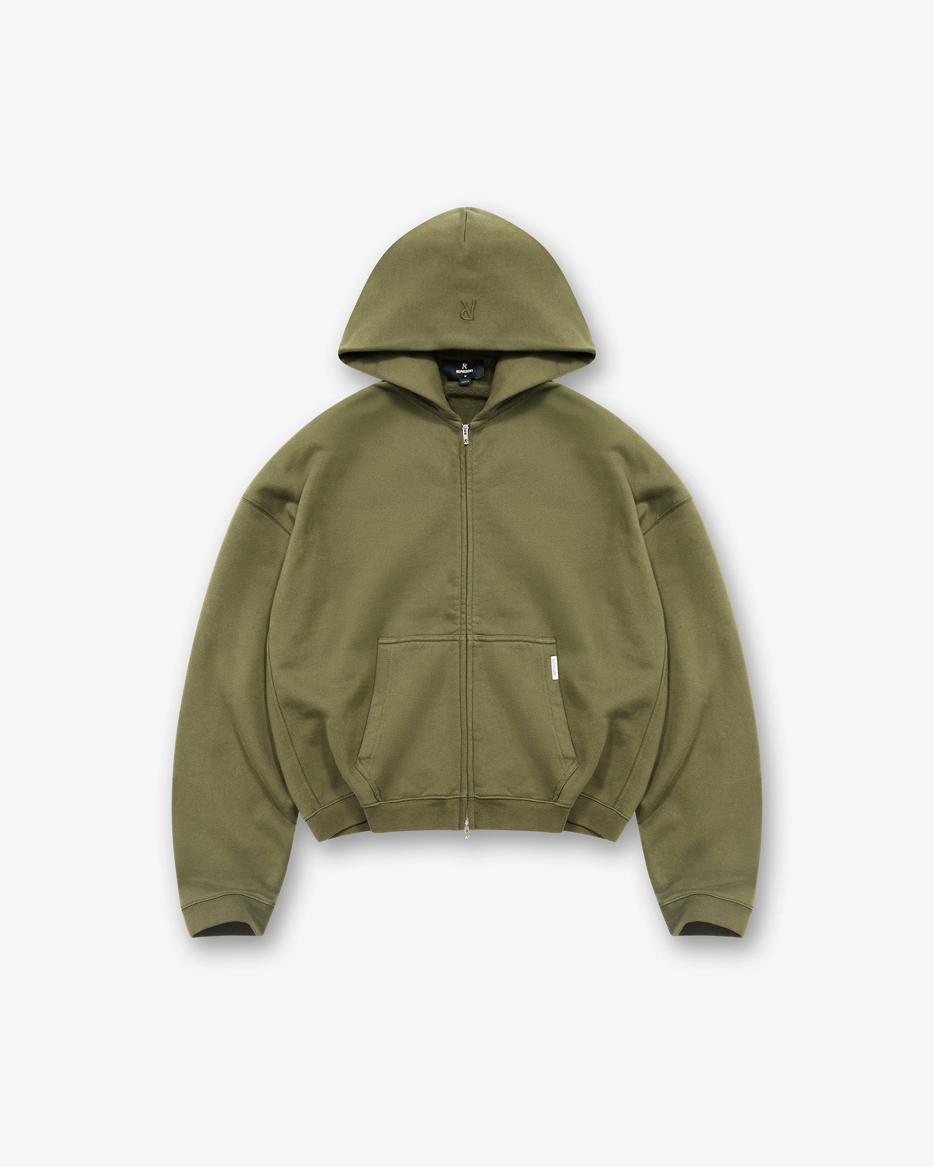 Initial Boxy Zip Through Hoodie - Army Green Cozy Night In youth choice