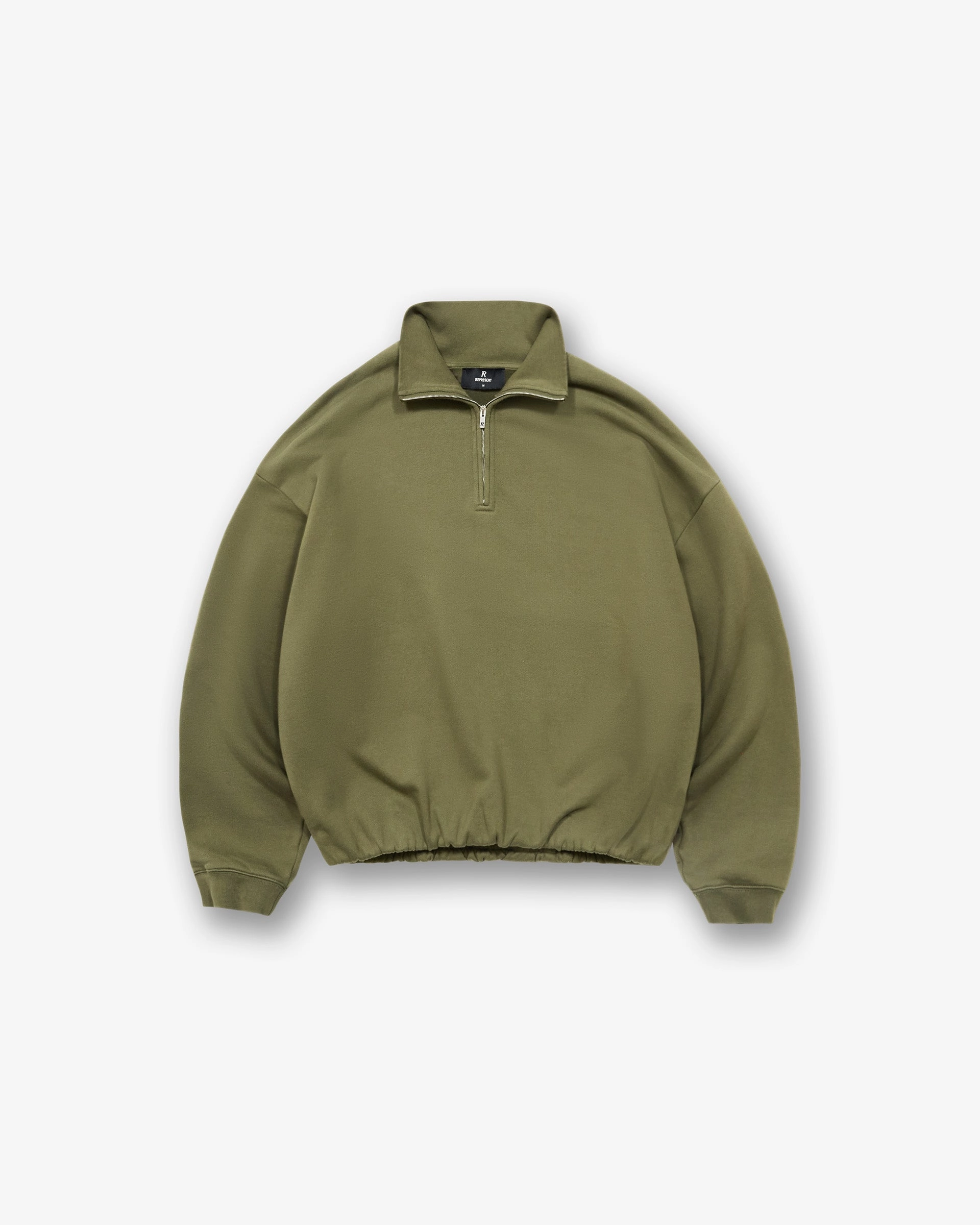 Initial Funnel Neck Quarter Zip Sweatshirt - Army Green Quiet Style