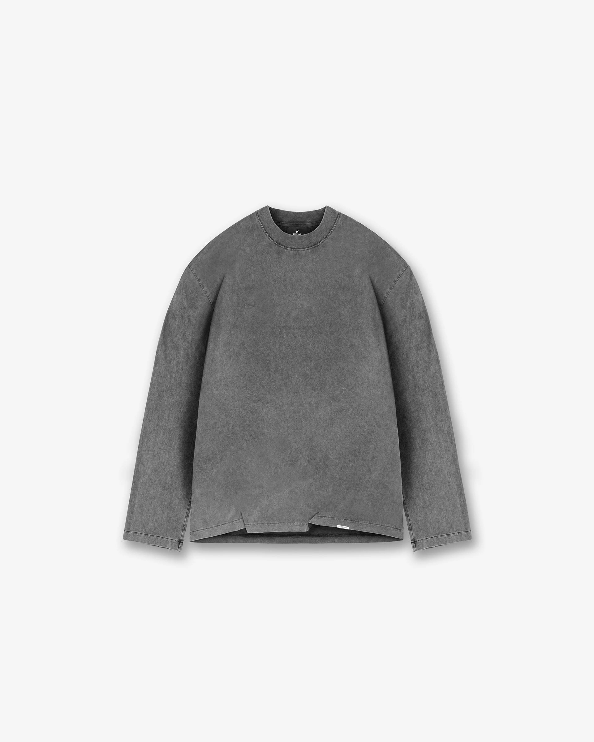 Initial Long Sleeve Open Cuff T-Shirt - Vintage Grey Reinforced Hemline