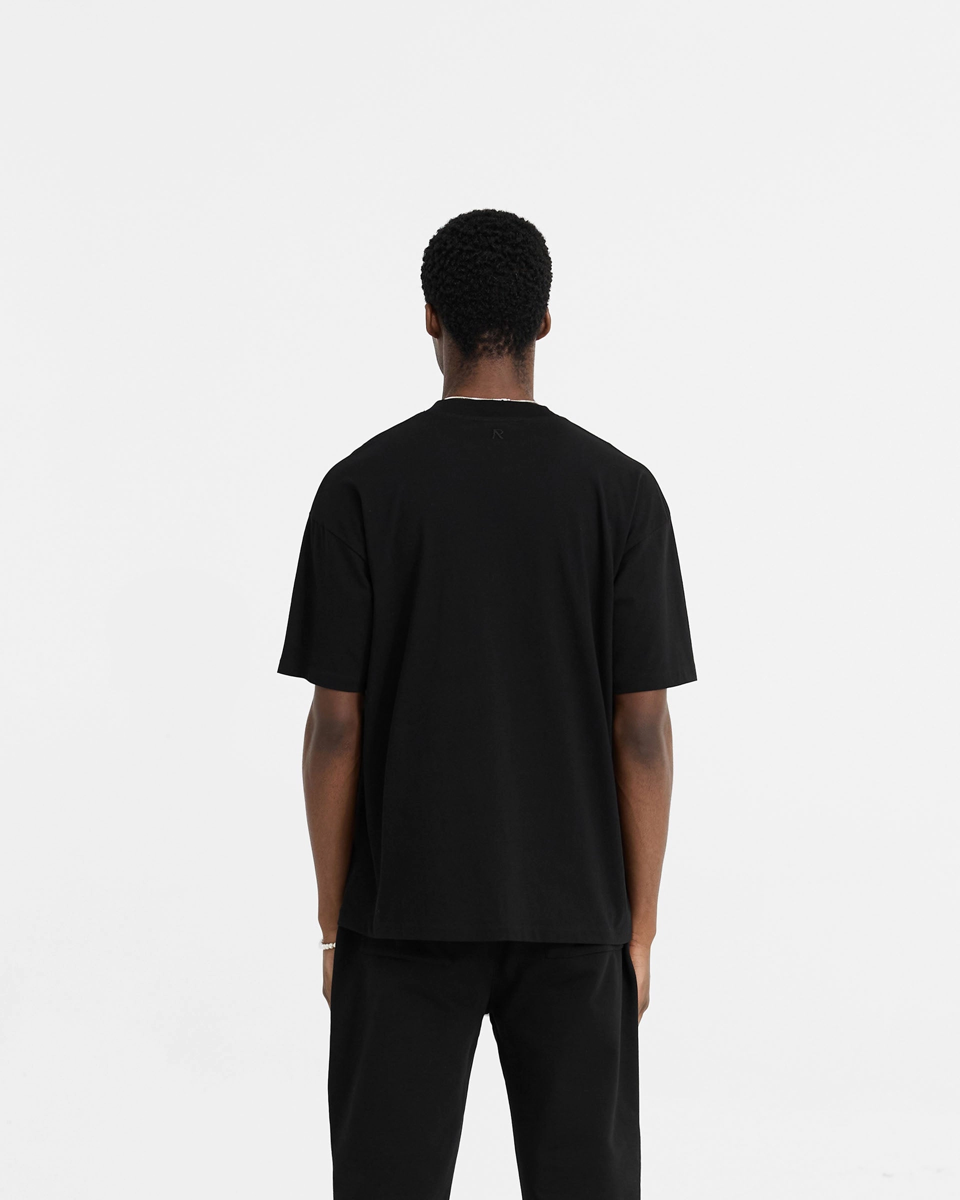 Street Trend Look Anti Shrinkage Treatment Initial Oversized T-Shirt - Black