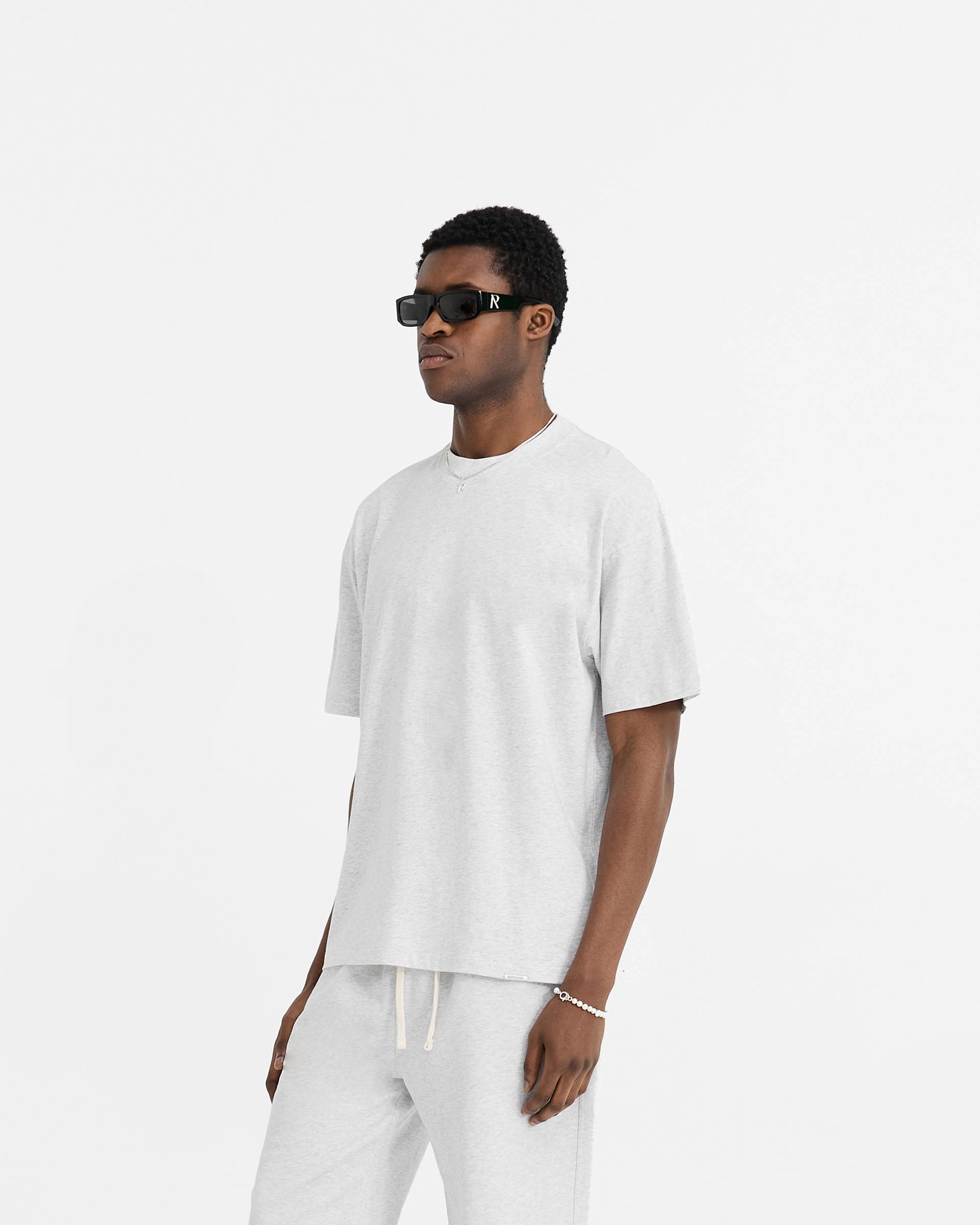 Initial Oversized T-Shirt - Ice Grey Marl Sporty Style