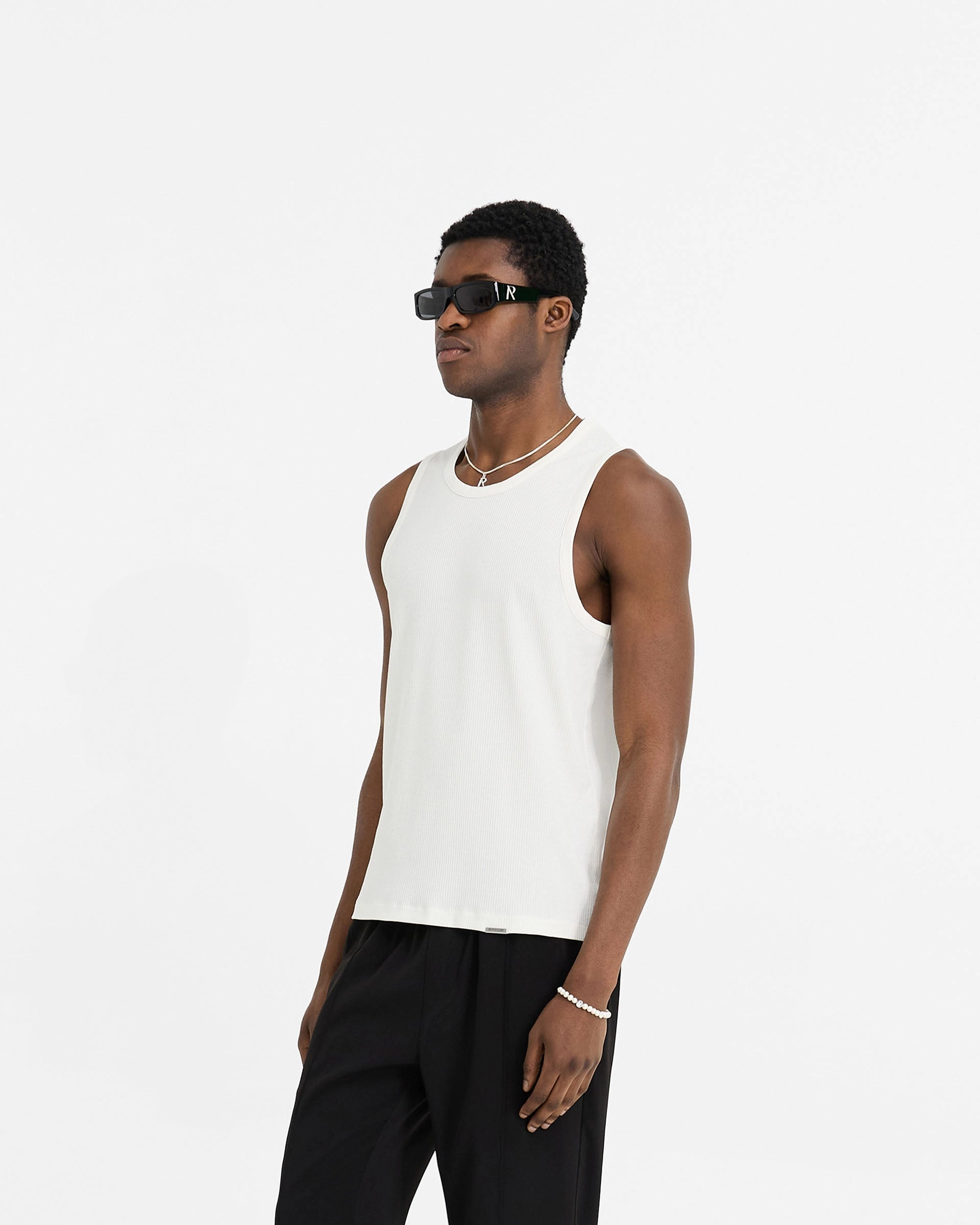 Initial Rib Vest - Flat White Cozy Apparel