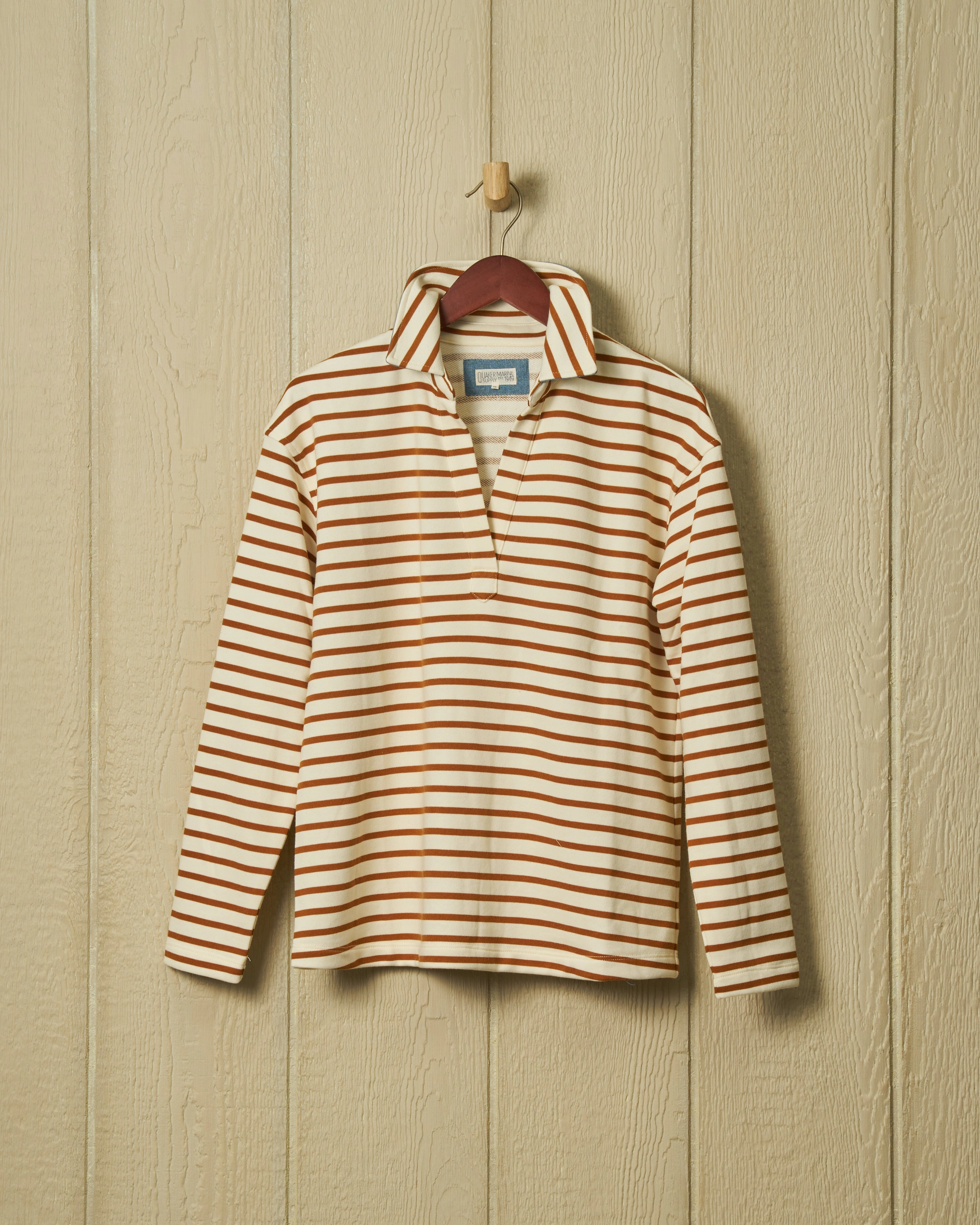 RecycledBlend Heather Effect Finish Inlet Pullover in Cream/Acorn Loopback Terry