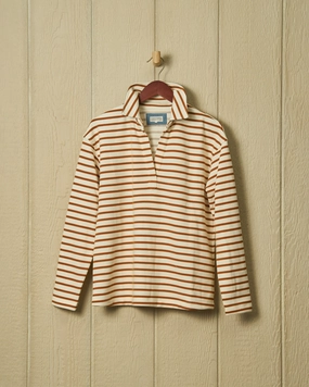 RecycledBlend Heather Effect Finish Inlet Pullover in Cream/Acorn Loopback Terry