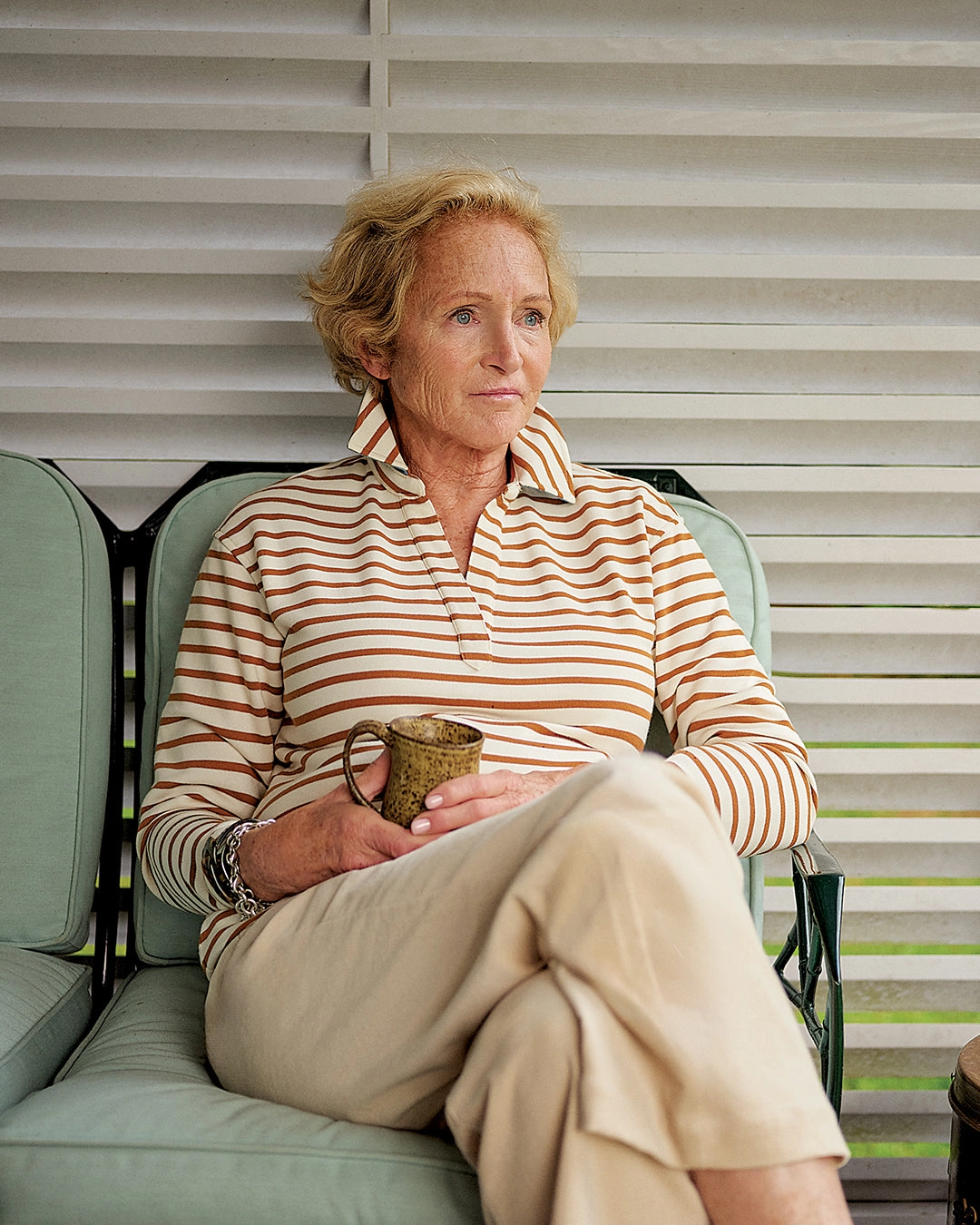 Anti Pill Finish DurableWeave Inlet Pullover in Cream/Acorn Loopback Terry