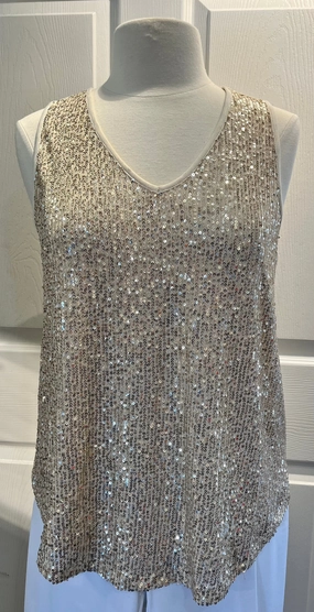 Adaptive Temperature Control Ivory Sequin Tank Top