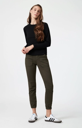 IVY SLIM CARGO IN DARK GREEN LUXE TWILL sport chic