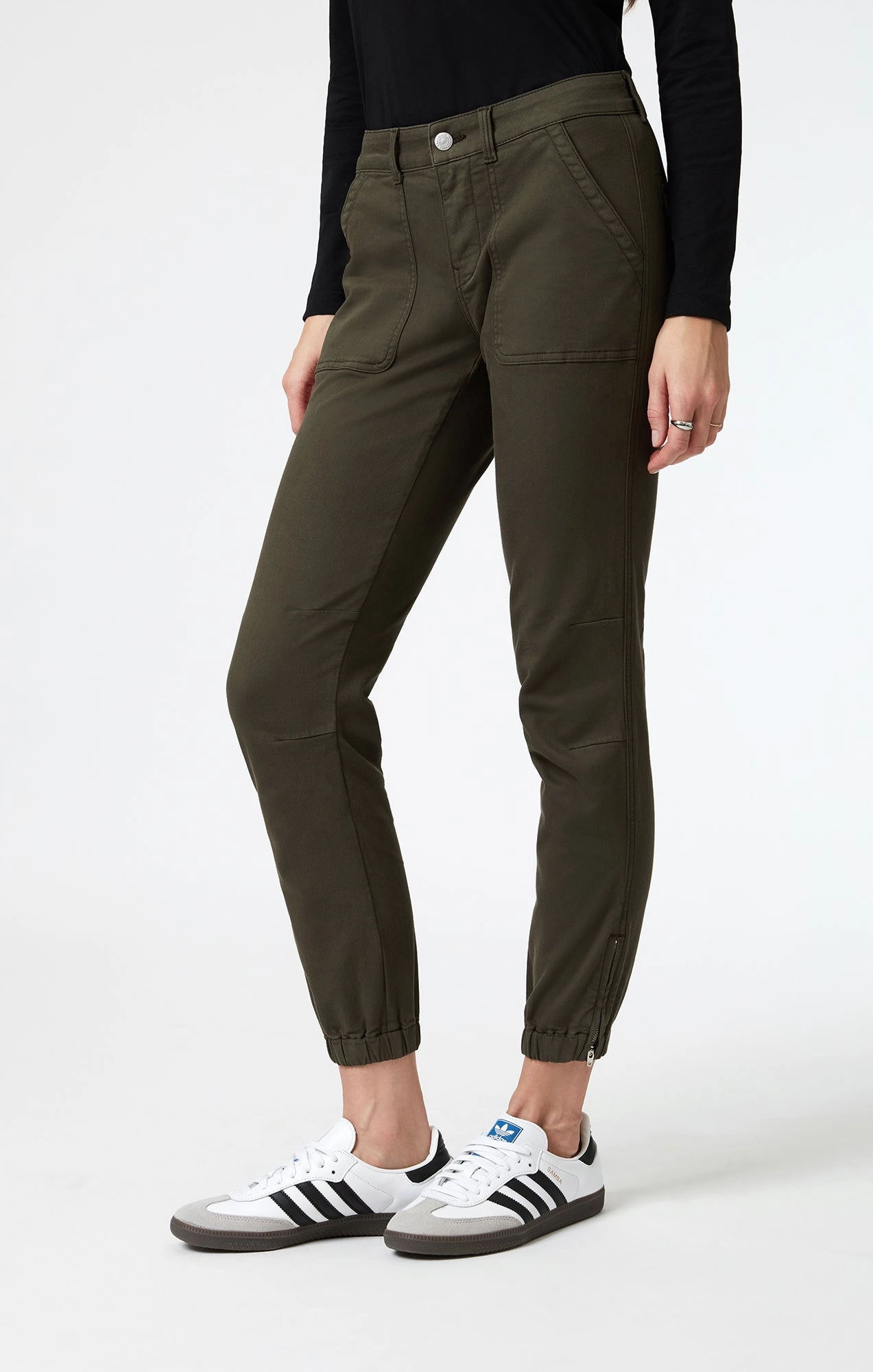 IVY SLIM CARGO IN DARK GREEN LUXE TWILL FlexFoamPadding Side slits
