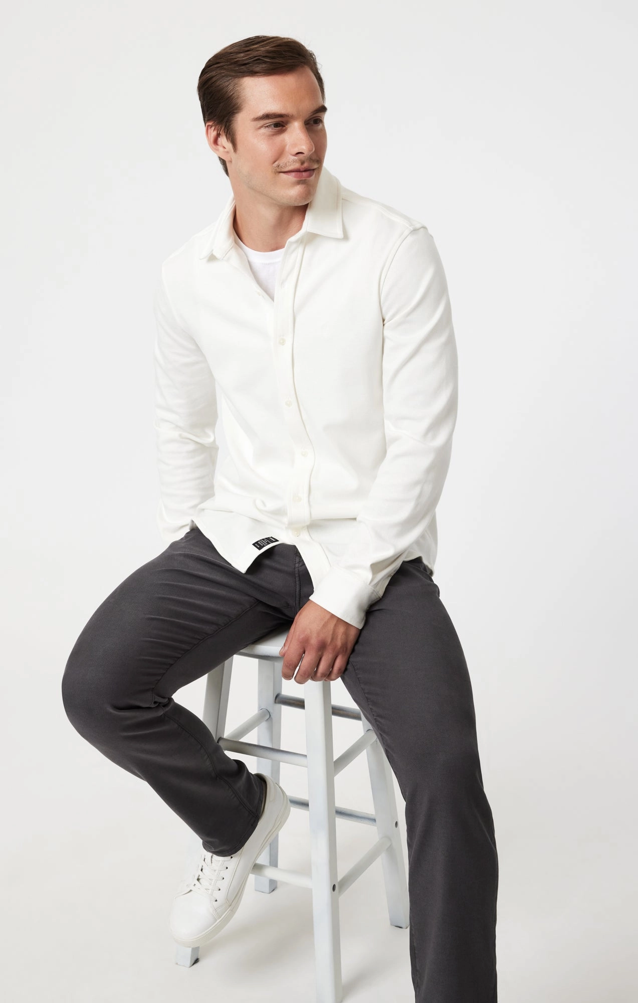 Adjustable Drawcord JAKE SLIM LEG IN ASH LUXE TWILL