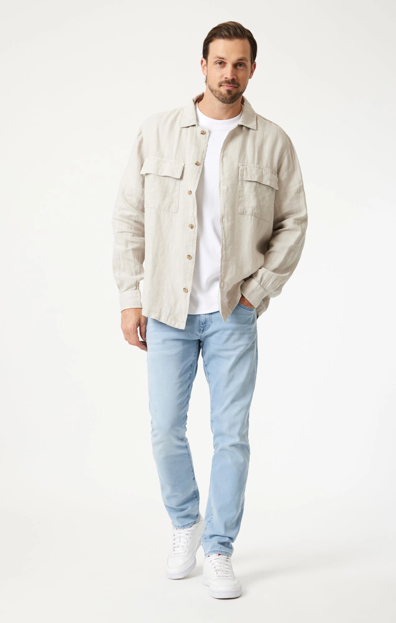 Simple clothing JAKE SLIM LEG IN ICE BLUE WILLIAMSBURG