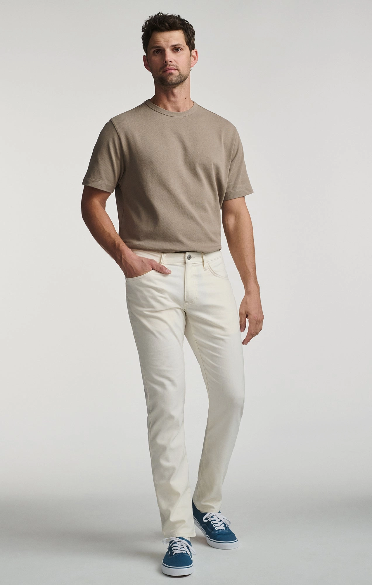 JAKE SLIM LEG IN OFF WHITE LINEN Perfect Length