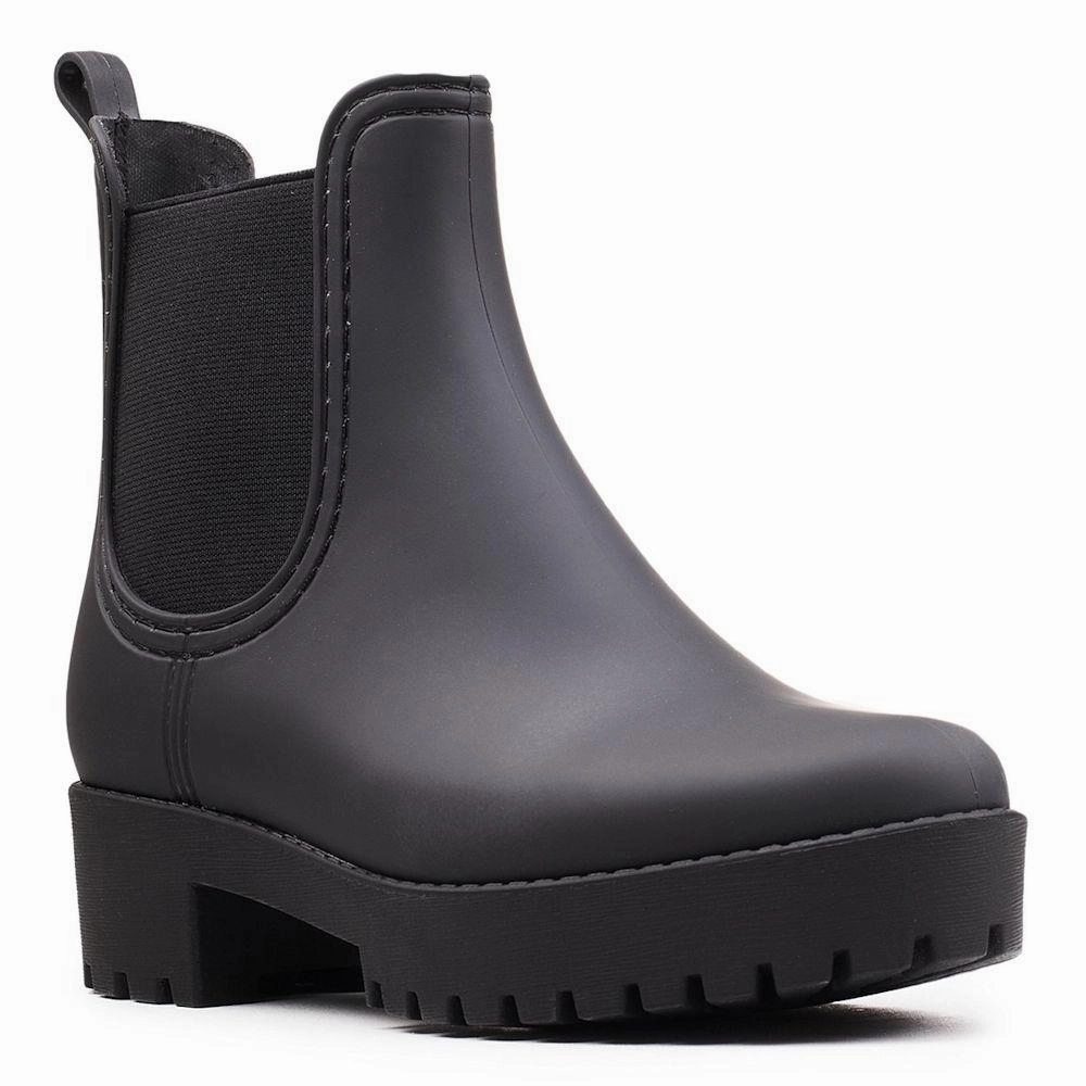 Jeffrey Campbell Women's Cloudy Rain Boot Black Wedge Sole Flexible Frame Outdoor Explorer